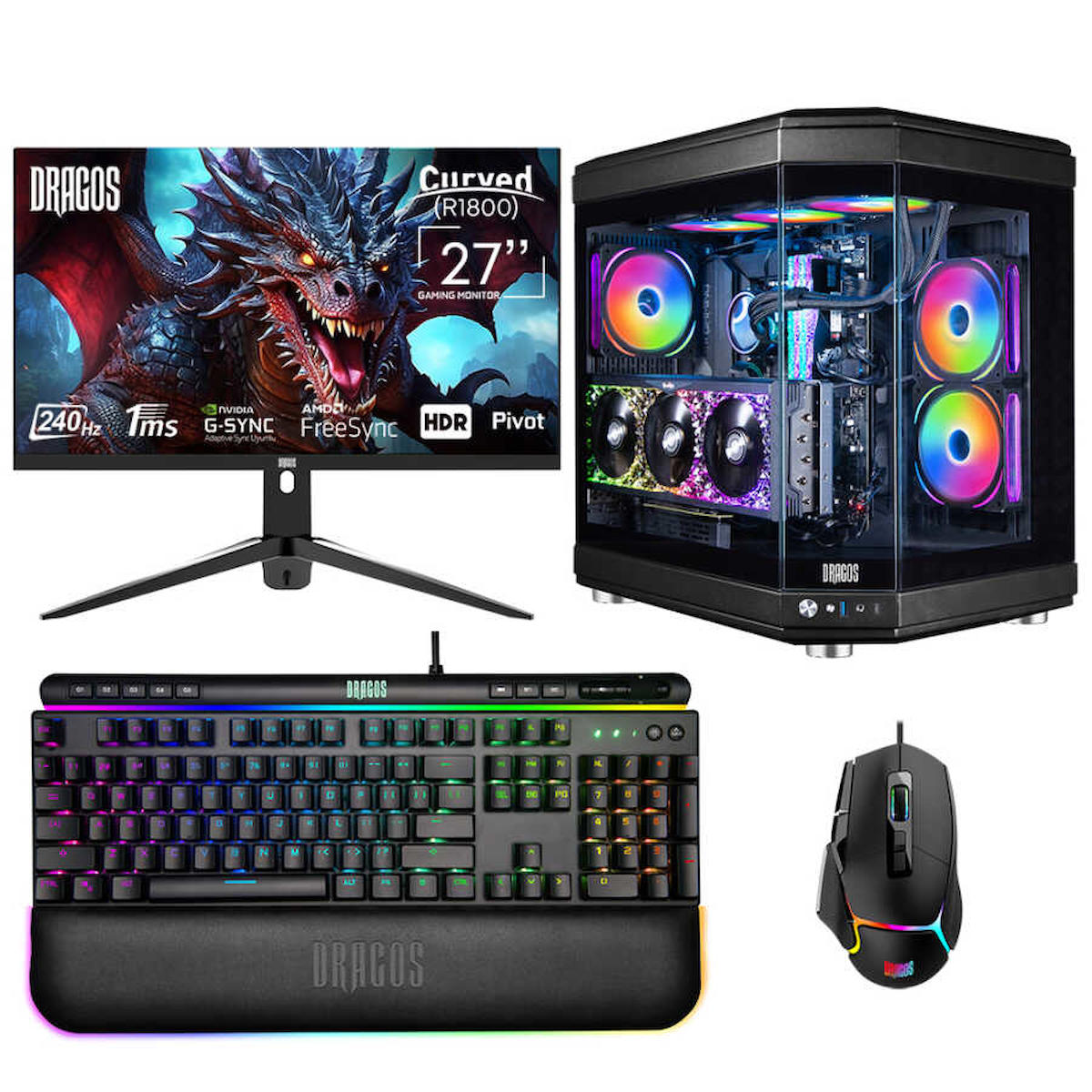 Dragos DRX6708 Harici GeForce RTX 4080 Super Intel Core i5 14600KF 64 GB Ram DDR5 2 TB SSD Tower FreeDos 27 inç Monitörlü Masaüstü Bilgisayar
