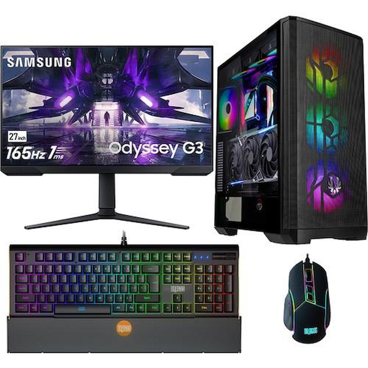 Gaming Plus AGSX125 Harici GeForce RTX 4060 AMD Ryzen 5 7600 32 GB Ram DDR5 1 TB SSD Tower FreeDos Monitörlü Masaüstü Bilgisayar