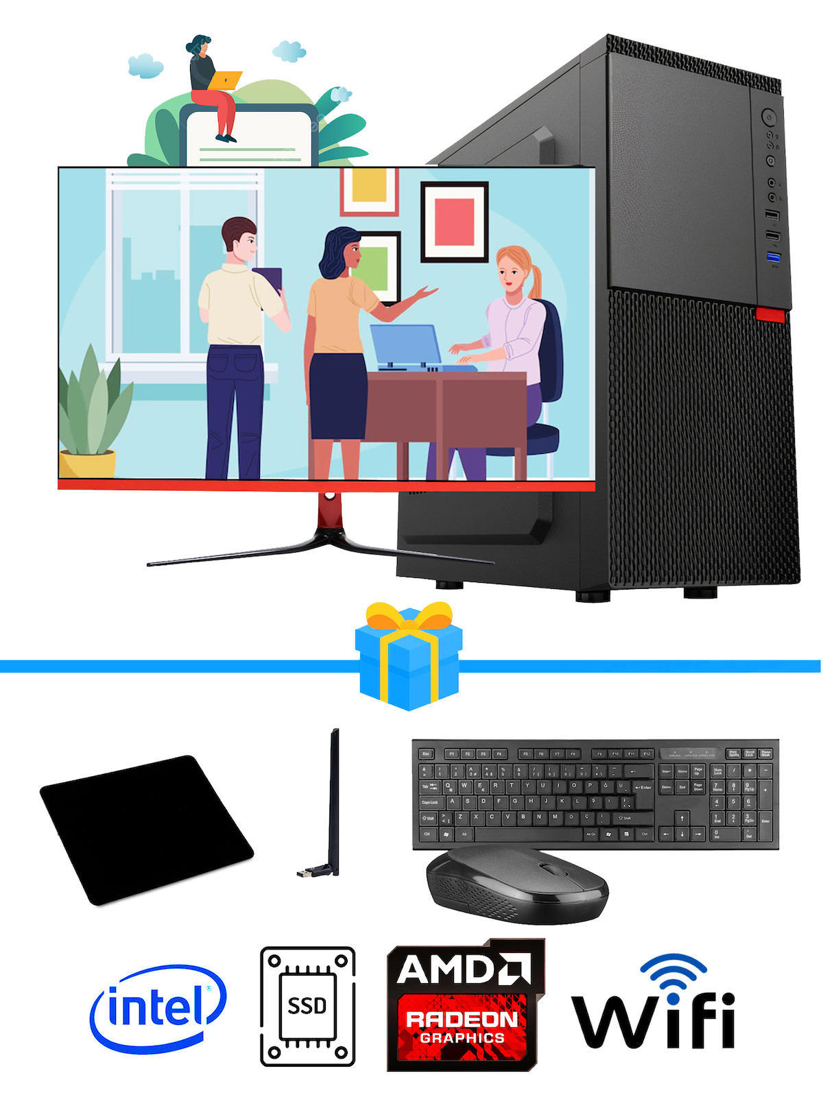 Ramtech WORKForce OF510-090 Harici Radeon R5 230 Intel Core i5 10400F 16 GB Ram DDR4 1 TB HDD + 512 GB SSD Tower FreeDos Masaüstü Bilgisayar