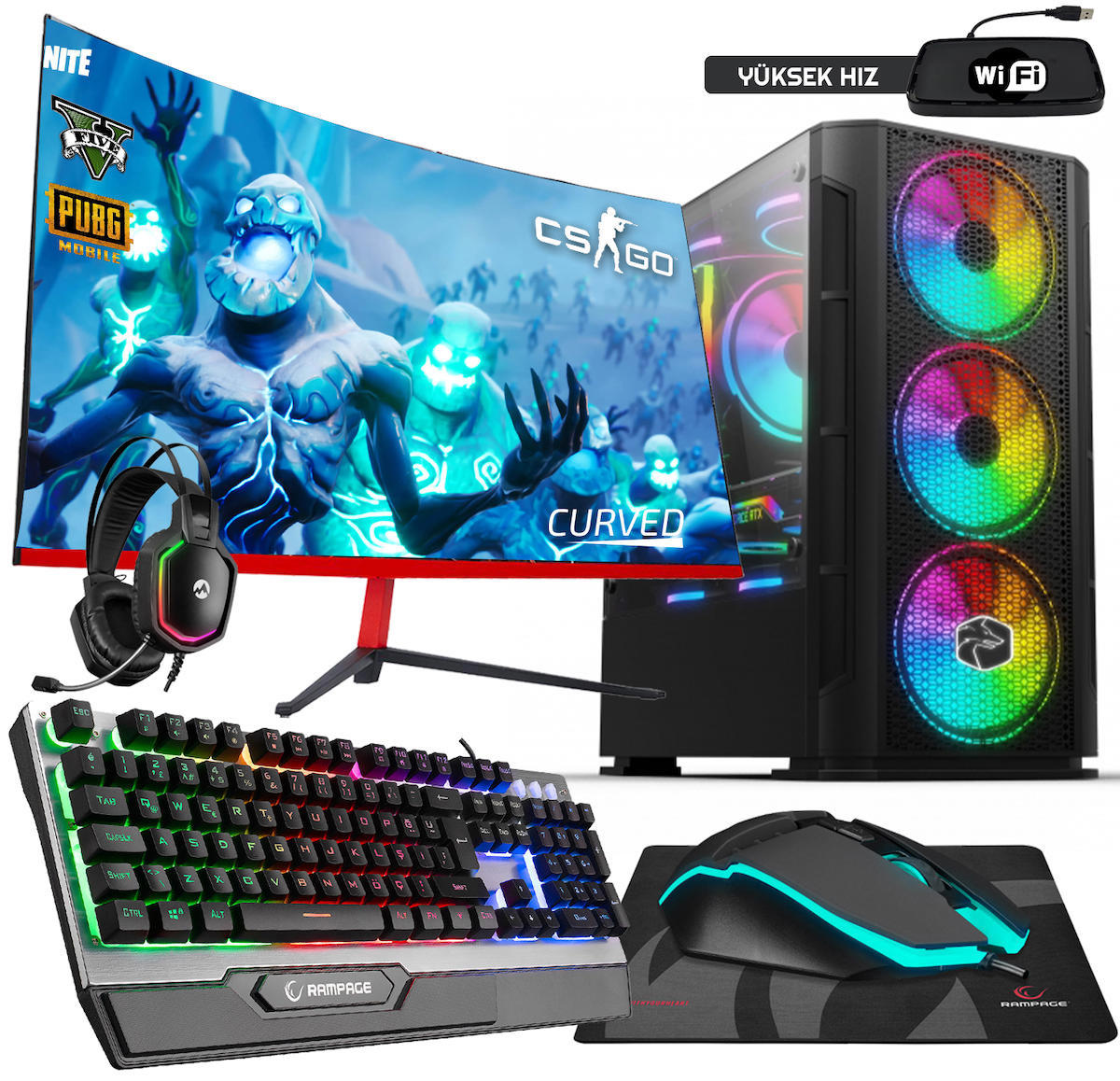 Biggamex DG45 Harici GeForce GTX 1050 Ti Intel Core i5 10400F 16 GB Ram DDR4 1 TB HDD + 256 GB SSD Tower FreeDos Masaüstü Bilgisayar