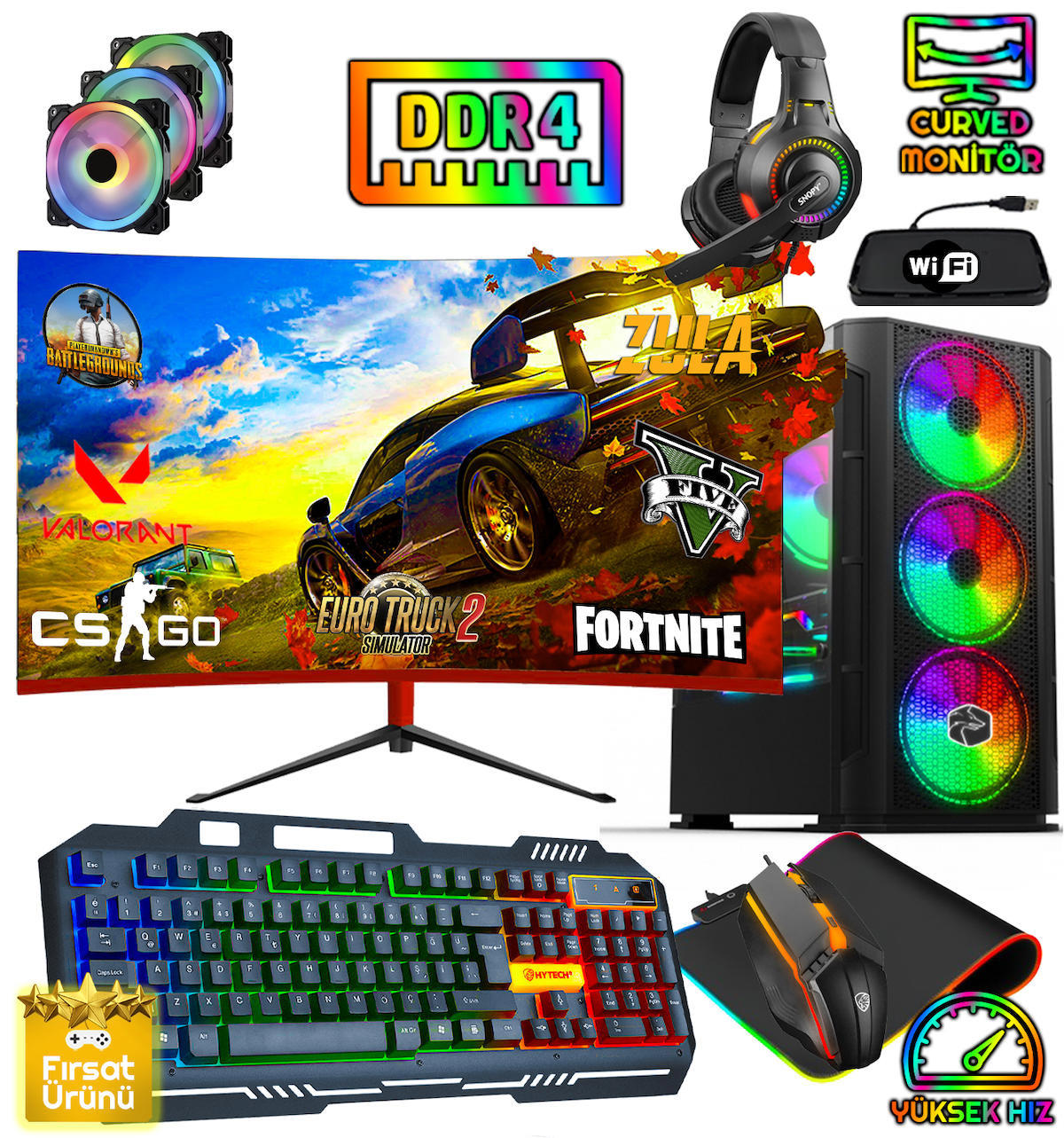 Biggamex DG81 Harici GeForce RTX 3050 Intel Core i5 10400F 16 GB Ram 1 TB HDD + 256 GB SSD Tower FreeDos 23.8 inç Monitörlü Masaüstü Bilgisayar