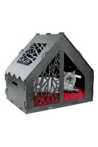 Starlightning Seperatör Kare İç Mekan Kedi Evi Gri