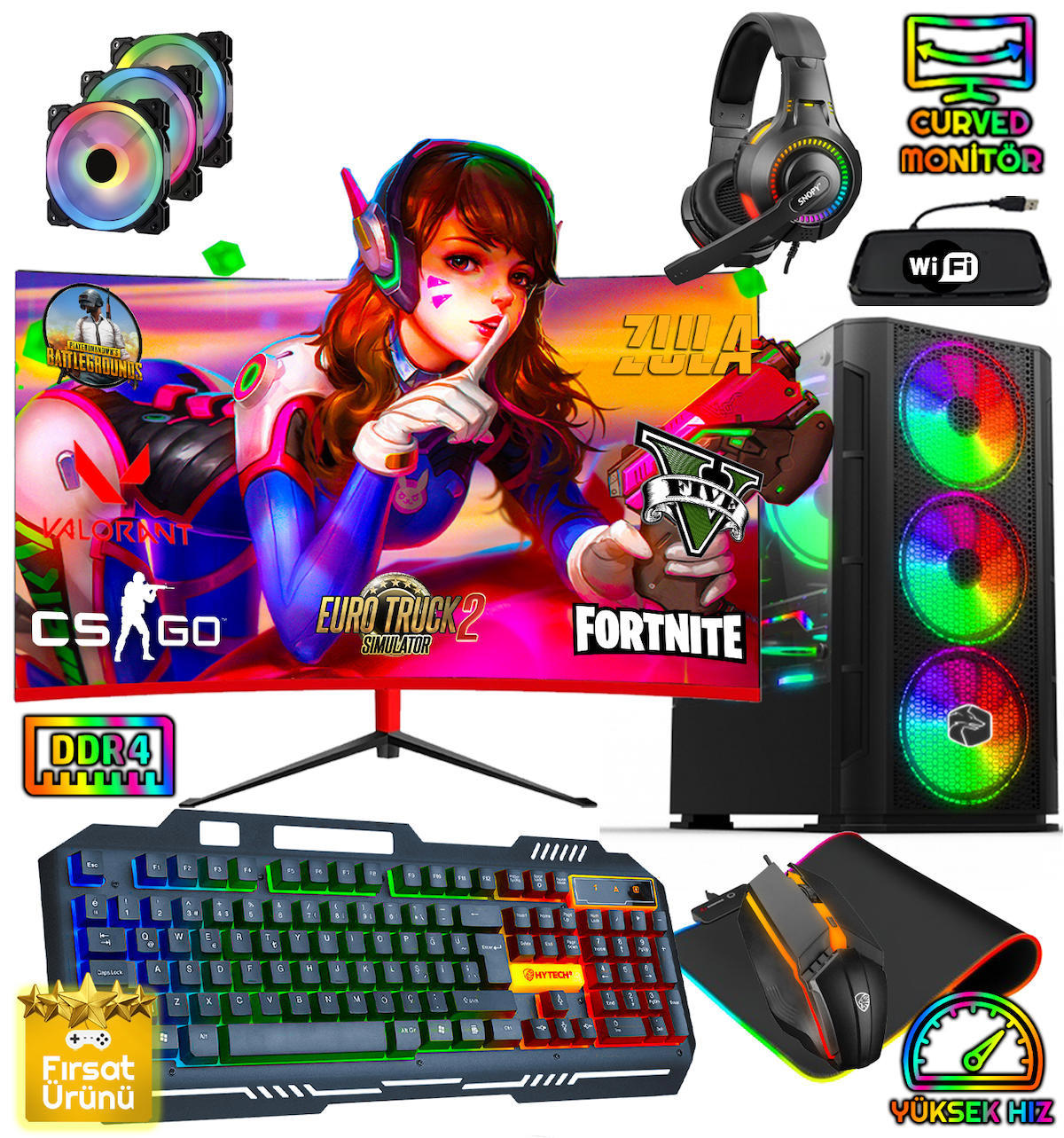 Biggamex DG68 Harici GeForce GTX 1660 Intel Core i5 10400F 32 GB Ram 1 TB HDD + 256 GB SSD Tower FreeDos 23.8 inç Monitörlü Masaüstü Bilgisayar