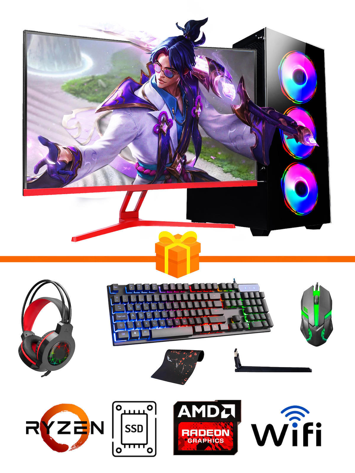 Ramtech RG505-078 Harici Radeon RX 550 AMD Ryzen 5 5500 32 GB Ram DDR4 1 TB HDD + 256 GB SSD Tower FreeDos Masaüstü Bilgisayar