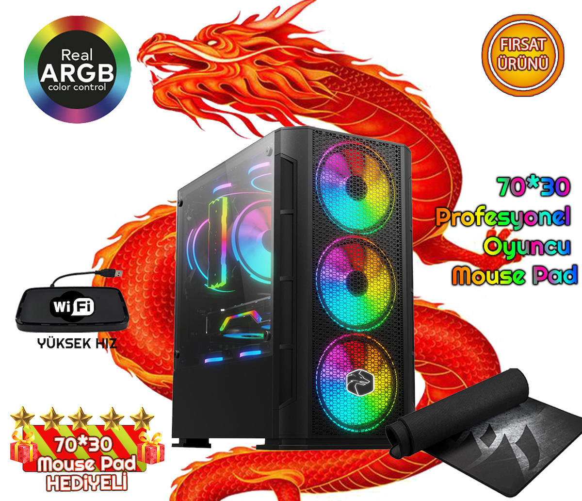 Biggamex DG04 Harici Radeon RX 550 Intel Core i5 10400F 32 GB Ram DDR4 1 TB HDD + 256 GB SSD Tower FreeDos Masaüstü Bilgisayar