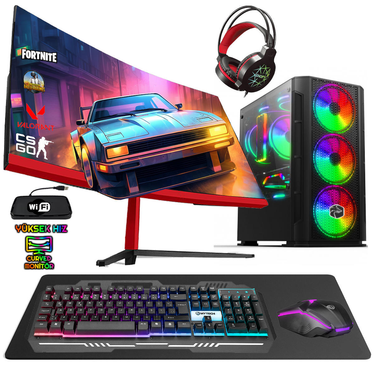 Biggamex SL28 Harici GeForce GTX 1050 Ti AMD Ryzen 5 3600 32 GB Ram 1 TB HDD + 256 GB SSD Tower FreeDos 23.8 inç Monitörlü Masaüstü Bilgisayar