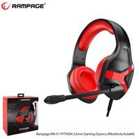 Rampage RMX1 PYTHON 3.5 mm Mikrofonlu Kablolu Oyuncu Kulak Üstü Kulaklık Kırmızı