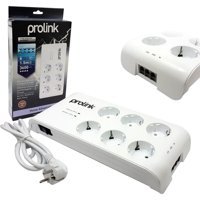 Prolink Pr-Sp06T 3'lü Soket 1.5 metre Kablolu Çiftli 3600 J Akım Korumalı Priz