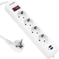 Powermaster 4'lü Soket 2 metre 2'li USB Kablolu Çiftli Akım Korumalı Priz