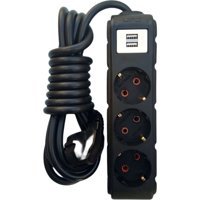 Ufo Electric 3'lü Soket 2 metre 2'li USB Kablolu Tekli 2500 J Akım Korumalı Priz
