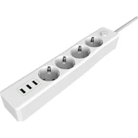 Coverzone 4'lü Soket 2 metre 3'lü USB Kablolu Çiftli Akım Korumalı Priz