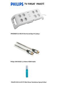 Philips 803211 8'li Soket 2 metre Kablolu Çiftli 900 J Akım Korumalı Priz