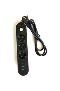 ACL Ac28 3'lü Soket 3'lü USB Kablolu Çiftli Akım Korumalı Priz
