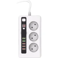 Comse 3'lü Soket 2 metre 5'li USB Kablolu Çiftli Akım Korumalı Priz