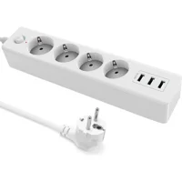 Tenon Tn-24958 4'lü Soket 2 metre 3'lü USB Kablolu Tekli 2500 J Akım Korumalı Priz