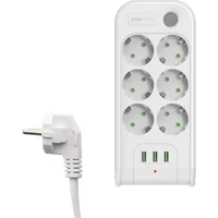 Polosmart Mp10 6'lı Soket 2 metre 3'lü USB Kablolu Çiftli 4000 J Akım Korumalı Priz