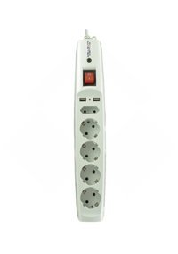 Powermaster Pm-17594 5'li Soket 2 metre 2'li USB Kablolu Çiftli Akım Korumalı Priz
