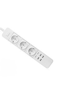 Reeltech Bp-01 3'lü Soket 1.5 metre 4'lü USB Kablolu Çiftli Akım Korumalı Priz