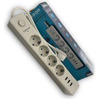 Tenon 4'lü Soket 2 metre 3'lü USB Kablolu Tekli Akım Korumalı Priz