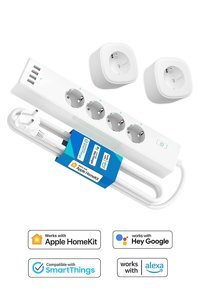 Meross Mss425F-210X2 4'lü Soket 4'lü USB Kablolu Çiftli Akım Korumalı Priz