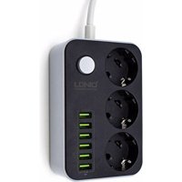 Ldnio Se-3631 3'lü Soket 1.6 metre 6'lı USB Kablolu Tekli Akım Korumalı Priz