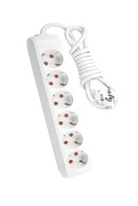 Vi̇ko Multi-Let 3500 W Kalın Topraklı Anahtarlı 6'lı 10 m Uzatma Kablolu Priz Beyaz