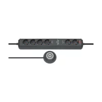 Brennenstuhl Eco Line Comfort Switch Plus Kalın Topraklı Anahtarlı 6'lı 5 m Uzatma Kablolu Priz Siyah