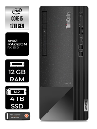 Lenovo NEO 50T 11SE00BJTX Harici Radeon RX 550 Intel Core i5 12400 12 GB Ram 4 TB SSD Tower FreeDos Masaüstü Bilgisayar + PER4 BELLEK