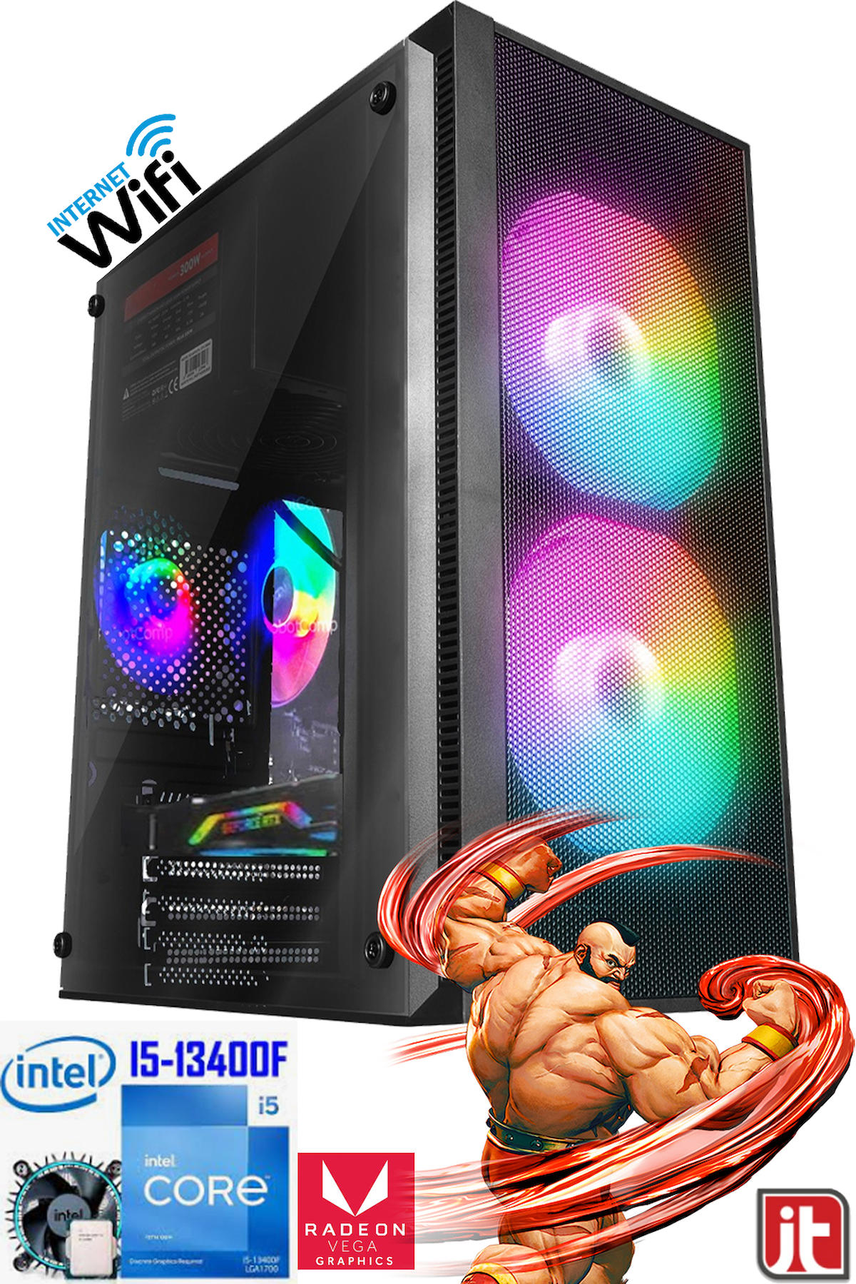 J-Tech GX374 Harici GeForce RTX 3060 Ti Intel Core i5 13400F 16 GB Ram DDR4 512 GB SSD Tower FreeDos Masaüstü Bilgisayar