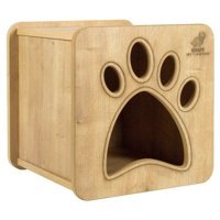 Woofy Catsy 12A Kare İç Mekan Kedi Evi Ahşap Rengi