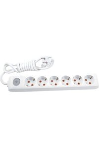 Vi̇ko Multi-Let 3500 W Kalın Topraklı Anahtarlı 6'lı 3 m Uzatma Kablolu Priz Beyaz