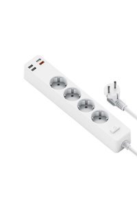 Dolia Power Strip Kalın Topraklı 4'lü USB Uzatma Kablolu Priz Beyaz