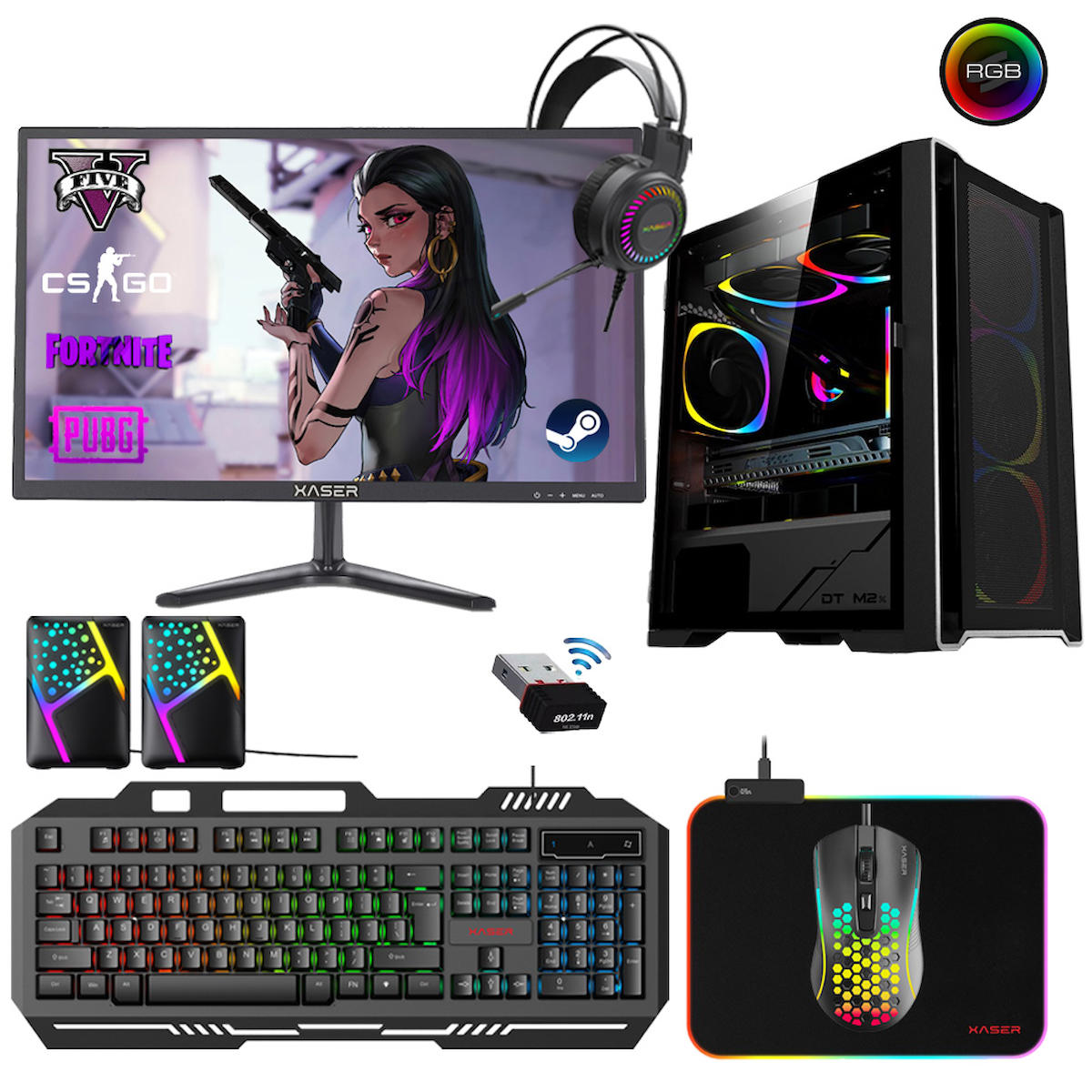 Xaser XSR305 Harici GeForce GT 730 Intel Core i5 4440 16 GB Ram 512 GB SSD Tower FreeDos 21.5 inç Monitörlü Masaüstü Bilgisayar