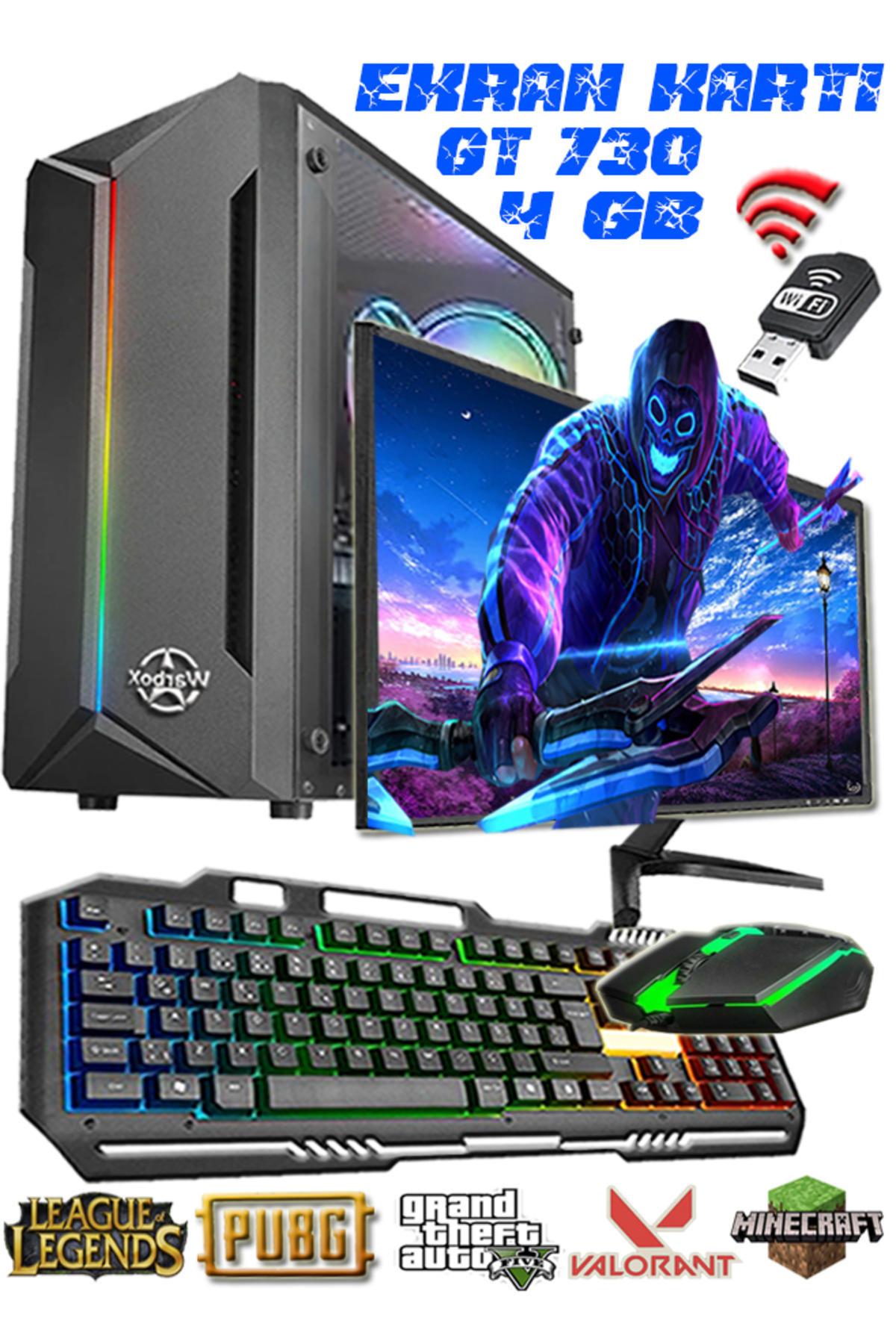 Mask EKO Harici GeForce GT 730 Intel Core i7 860 8 GB Ram 250 GB HDD + 256 GB SSD Tower FreeDos 19.5 inç Monitörlü Masaüstü Bilgisayar