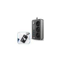 Wınnboss 2500 W Kalın Topraklı Anahtarlı Akım Korumalı 3'lü 2 m USB Uzatma Kablolu Priz Siyah