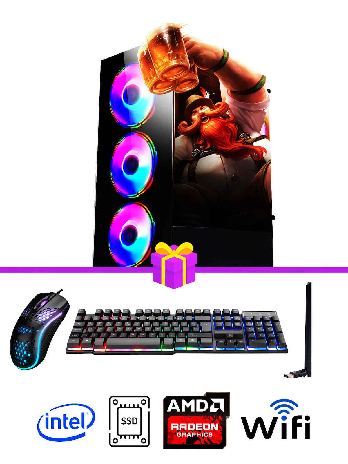 Ramtech Full Force FF443 Harici Radeon RX 580 AMD Ryzen 5 3600 16 GB Ram DDR4 256 GB SSD Tower FreeDos Masaüstü Bilgisayar