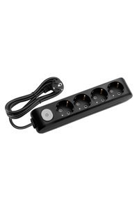 Vi̇ko Multi-Let 3500 W Kalın Topraklı Anahtarlı 4'lü 5 m Uzatma Kablolu Priz Siyah