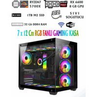 Ramtech Aquarium X10 Harici GeForce RTX 3060 Ti AMD Ryzen 7 M2 32 GB Ram 1 TB SSD Tower FreeDos Masaüstü Bilgisayar