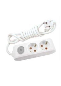 Viko 3500 W Kalın Topraklı Anahtarlı 2'li 10 m Uzatma Kablolu Priz Beyaz