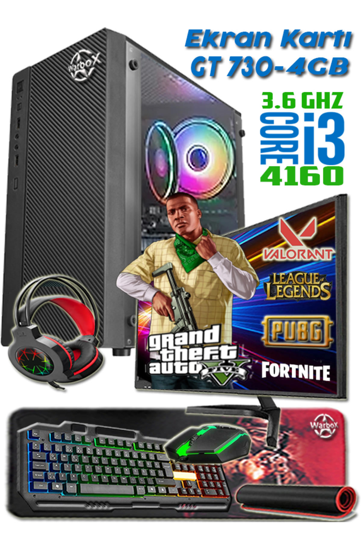 Vega VEGA Pro Harici GeForce GT 730 Intel Core i3 4160 8 GB Ram 250 GB HDD + 128 GB SSD Tower FreeDos 19.5 inç Monitörlü Masaüstü Bilgisayar