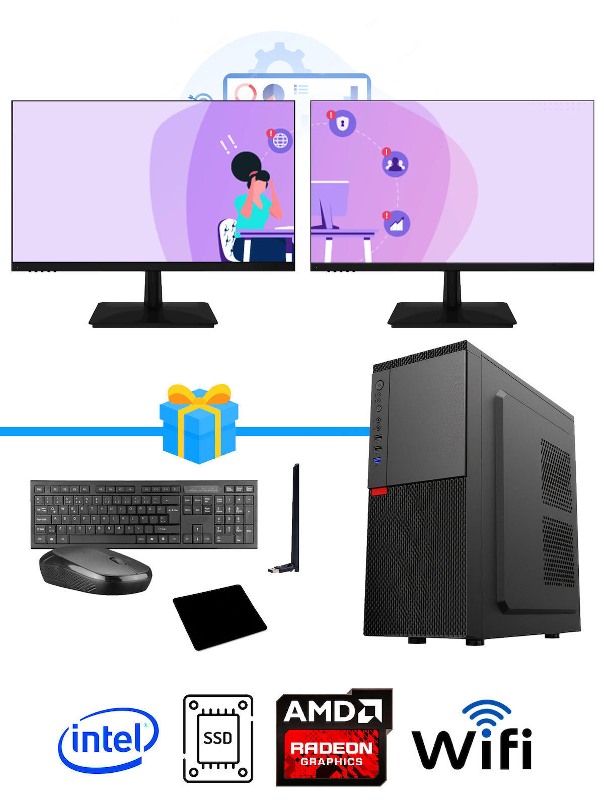 Ramtech WORKForce OF510-092 Harici Radeon R5 230 Intel Core i5 10400F 8 GB Ram DDR4 256 GB SSD Tower FreeDos Masaüstü Bilgisayar