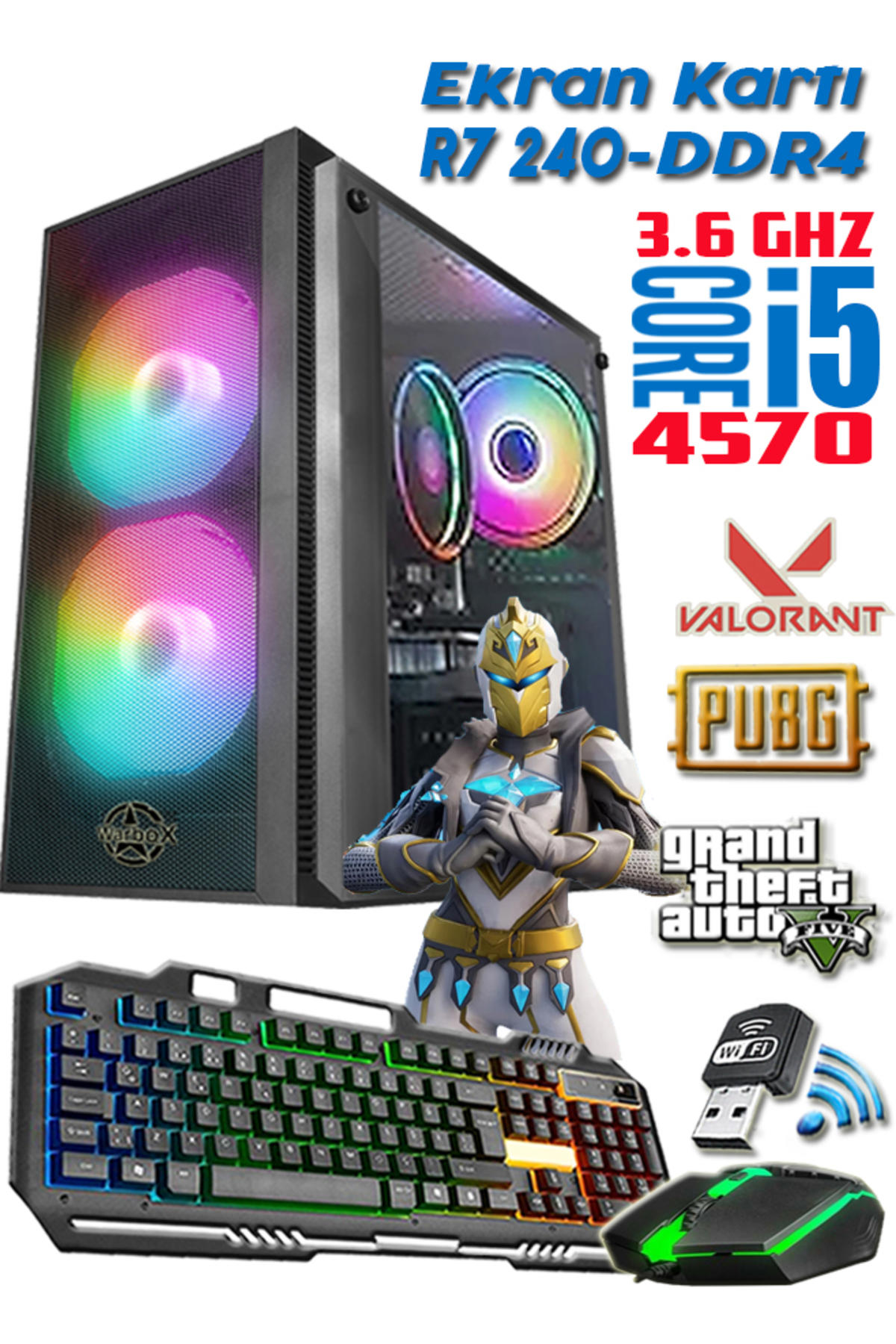 Proxi MİX Harici Radeon R7 240 Intel Core i5 4570 8 GB Ram 128 GB SSD Tower FreeDos Masaüstü Bilgisayar