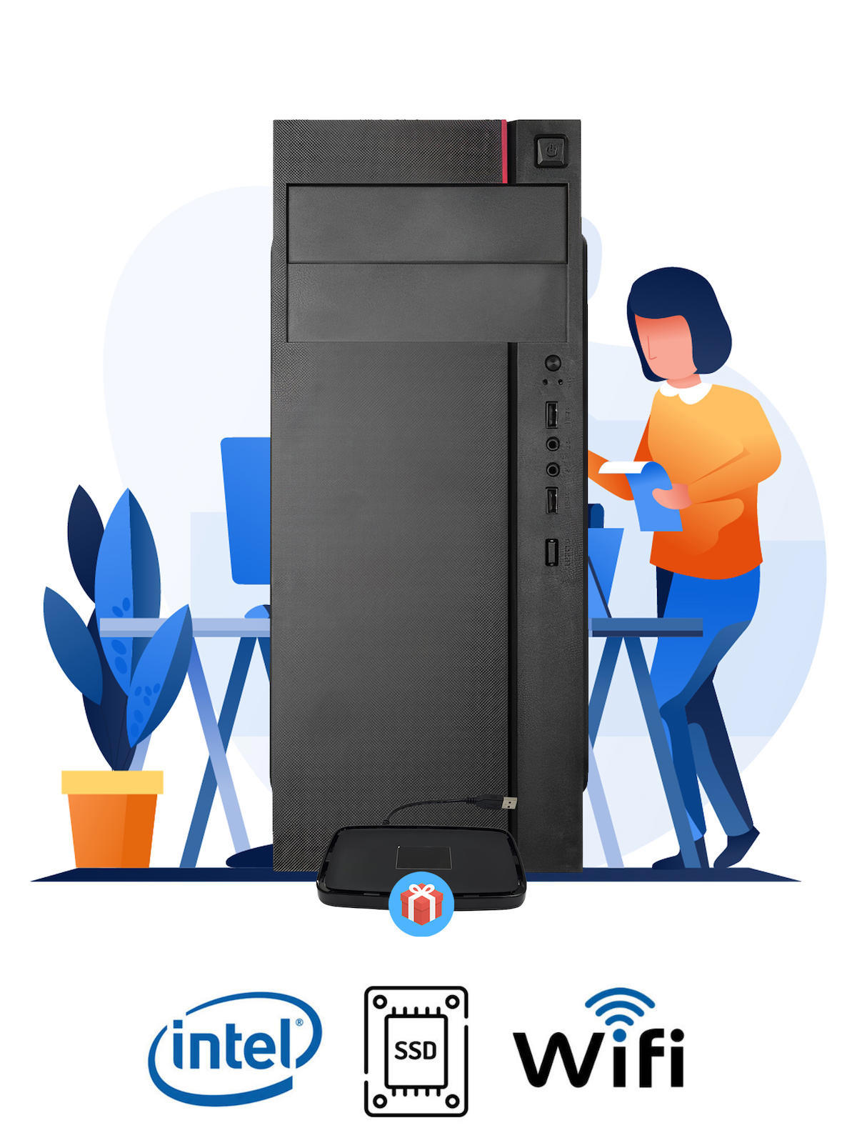 Ramtech WORKForce WF204 Harici GeForce RTX 3060 Ti Intel Core i3 3220 16 GB Ram DDR3 256 GB SSD Tower FreeDos Masaüstü Bilgisayar