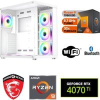 MSI R9-4070Tİ-DDR5 Harici GeForce RTX 4070 Ti AMD Ryzen 9 7950X 32 GB Ram DDR5 1 TB SSD Tower Windows 11 Pro Masaüstü Bilgisayar