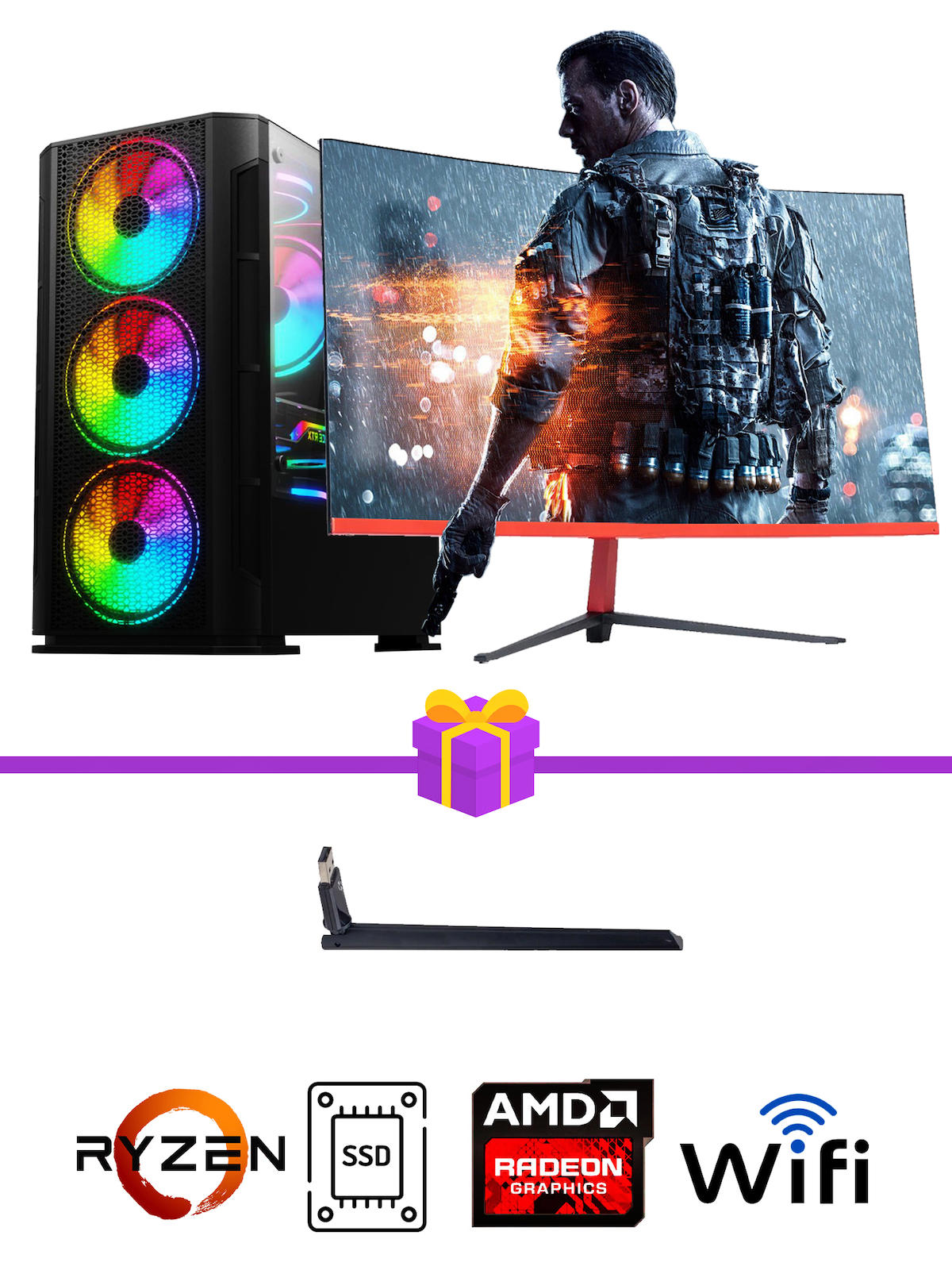 Ramtech TK110 Harici Radeon RX 550 AMD Ryzen 5 3600 32 GB Ram DDR4 512 GB SSD Tower FreeDos Masaüstü Bilgisayar