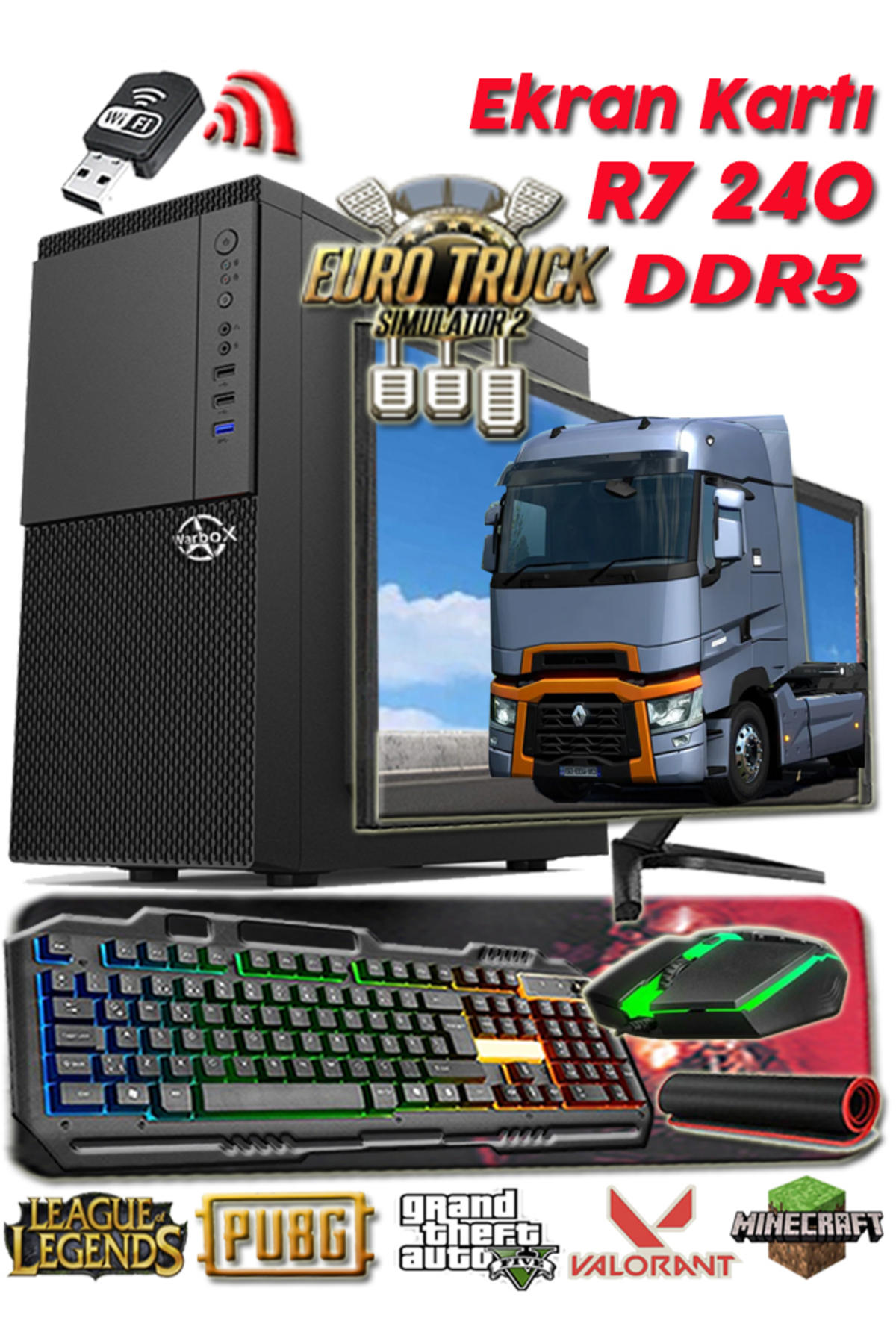 Papel PAPEL EKO Harici GeForce GT 730 Intel Core i3 3220 8 GB Ram 120 GB SSD Tower FreeDos 19.5 inç Monitörlü Masaüstü Bilgisayar