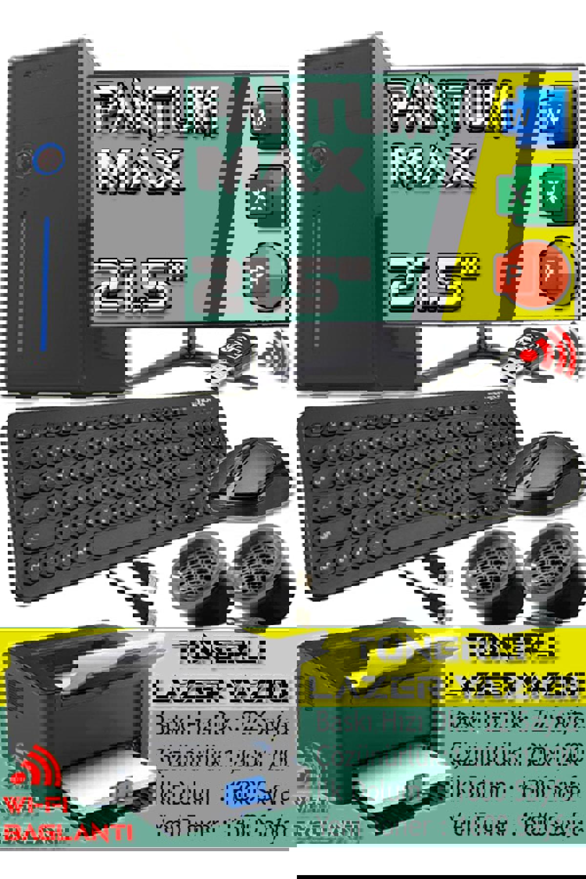 Pantum PANTUM MAX Dahili Intel HD Graphics 2000 Intel Core i5 2400 16 GB Ram 256 GB SSD Tower FreeDos 19.5 inç Monitörlü Masaüstü Bilgisayar