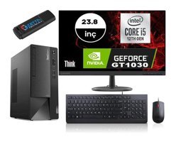 Lenovo Thinkcentre Neo 50T GEN4 12JB005DTRMG148 Harici GeForce RTX 3060 Ti Intel Core i5 12400 16 GB Ram 1 TB SSD Tower Windows 11 Pro 23.8 inç Monitörlü Masaüstü Bilgisayar + Zetta Flash Bellek
