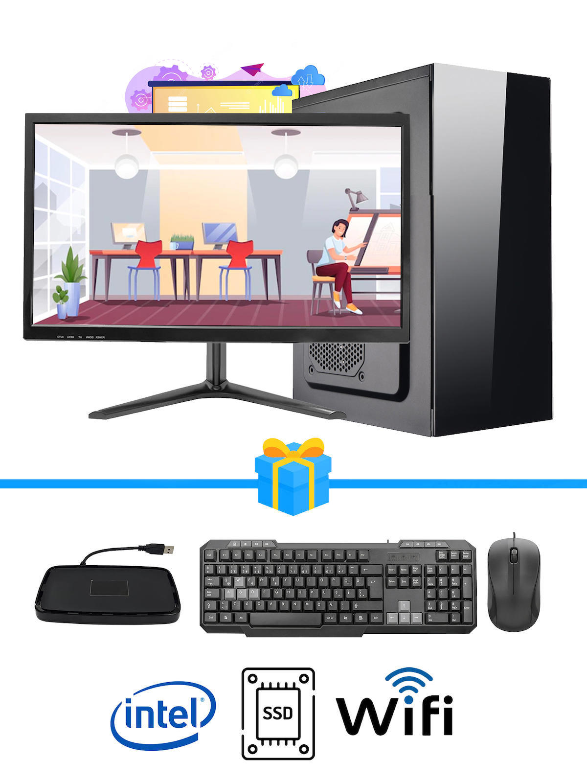 Ramtech WORKForce WF343 Harici GeForce RTX 3060 Ti Intel Core i5 6500 16 GB Ram DDR4 500 GB HDD + 128 GB SSD Tower FreeDos Masaüstü Bilgisayar