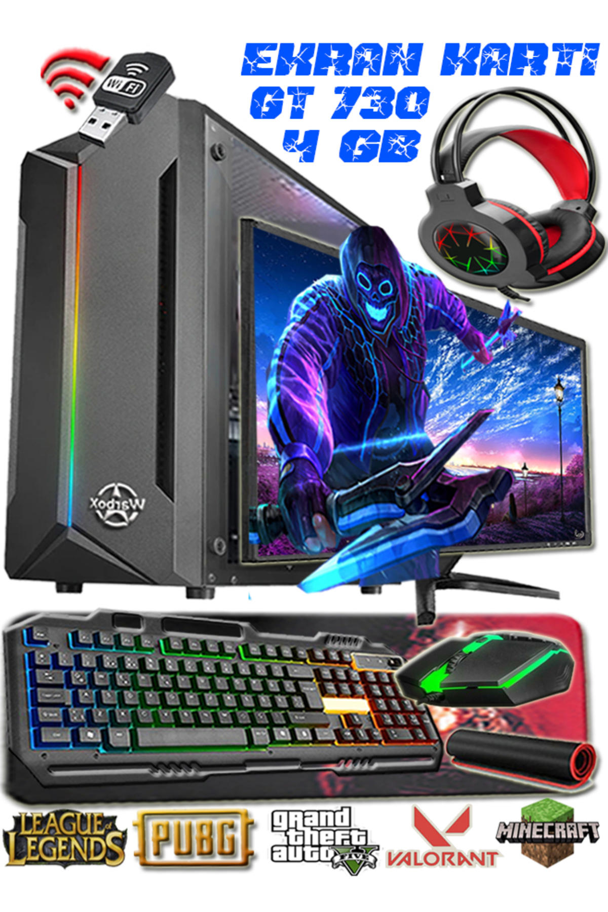 Mask Pro Harici GeForce GT 730 Intel Core i7 860 8 GB Ram 250 GB HDD + 256 GB SSD Tower FreeDos 19.5 inç Monitörlü Masaüstü Bilgisayar